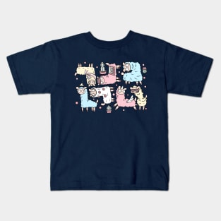 Fluffy pastel alpaca pattern Kids T-Shirt